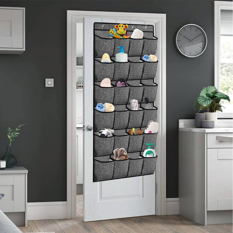 Schuh-Organizer mit 24 Taschen, zum Aufhängen an der Tür, Schuhregal für Hausschuhe, Schuhe, platzsparend, organisierter Schuhschrank, kostenloses Nagel-Schuhregal_voghion.com