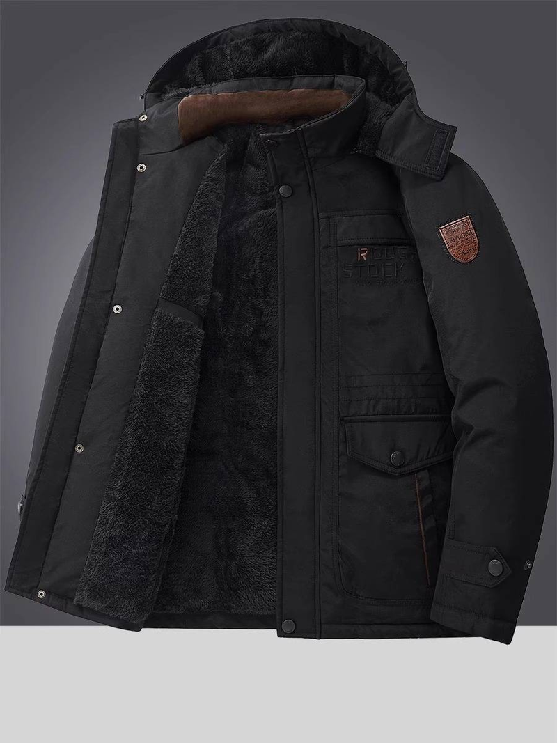 Men's Winter Thickened Lambskin Cotton Padded Jacket - Mid-Length Warm Coat With Plush Lining For Cold Weather (Black/Grey/White)_voghion.com
