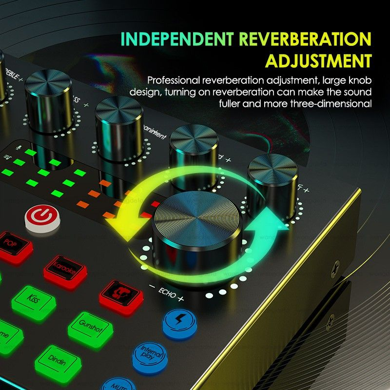 F998/V8S Sound Card Microphone Sound Mixer Live Sound Card Mixer Board Sound Card Audio Mixing Console Amplifier_voghion.com