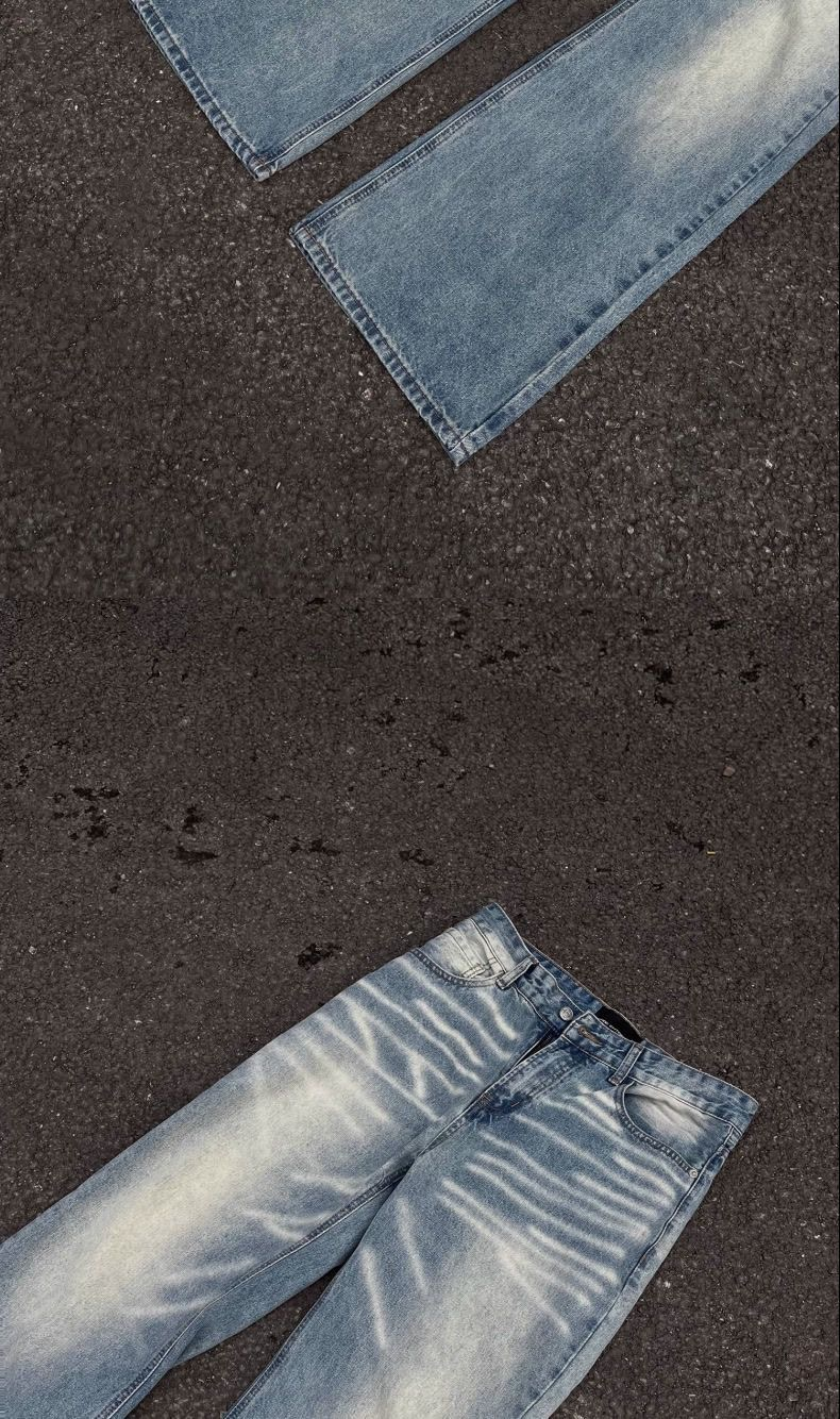 Roupas masculinas 25 calças largas soltas azuis lavadas e personalizadas estilo americano_voghion.com