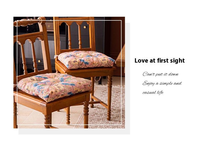 Cuscino per sedia in stile francese con motivo floreale – Spesso cuscino imbottito in cotone PP, antiscivolo e decorativo per casa e ufficio (40x40 cm, rosa/marrone)_voghion.com