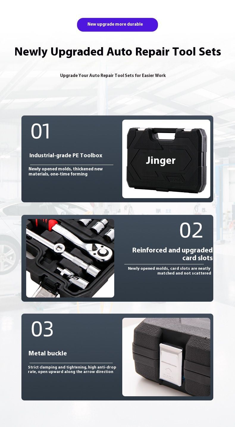 Professional Automotive Tool Set – 37/53/61-Piece Ratchet & Socket Wrench Kit (Cr-V Steel, Compact Case, Car Repair Essentials)_voghion.com