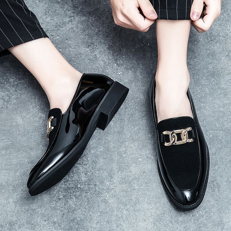 New Fashion Men's Brown Business Casual Loafer Shoes Daily Office Black Buckle Monk Men's Shoes One Foot Cover Banquet Dress Wedding Leather Shoes_voghion.com