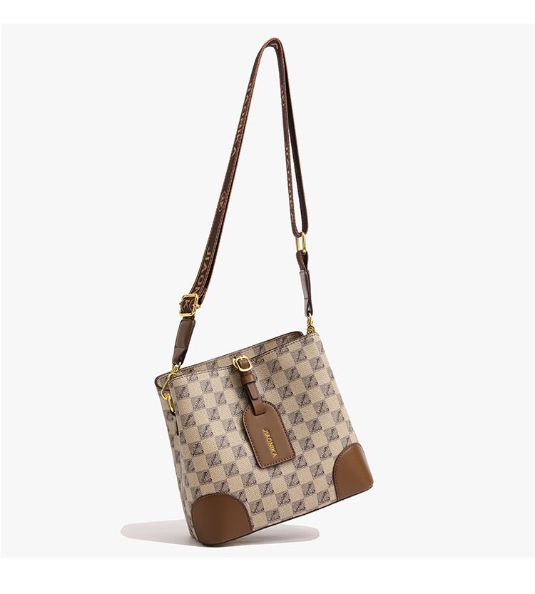 Women's Crossbody Bag Large Capacity PU Leather Printed Letter Shoulder Bag With Wide Strap For Daily Use_voghion.com