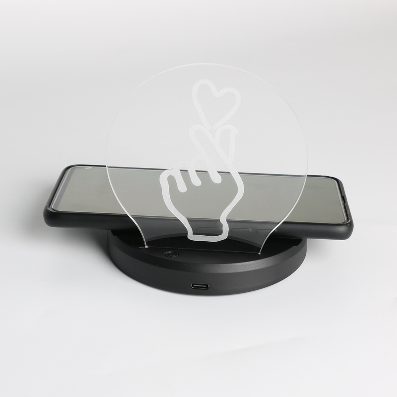 Caricatore wireless da 15 W modello privato con luce notturna Modello personalizzato Lampada da tavolo creativa fai-da-te Caricatore wireless a ricarica rapida_voghion.com