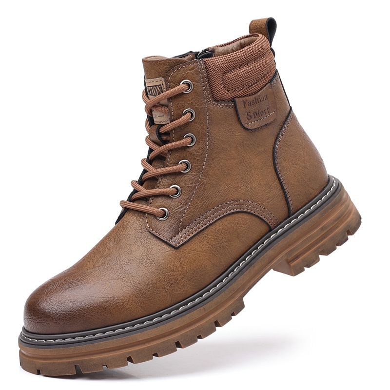Stiefel, High-Top-Stiefel, Arbeitsstiefel für Herren, Retro-Motorradstiefel, Oxford-Stiefel im britischen Stil mit polierter Sohle_voghion.com