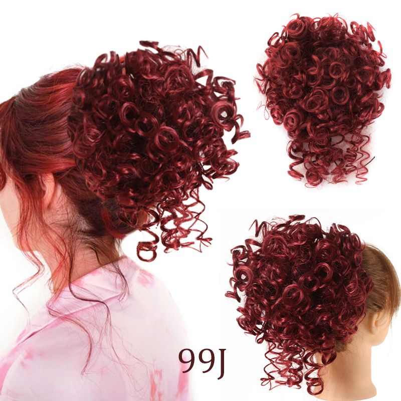 Lockiger, gewellter Dutt, Zugseil, Chemiefaser, synthetische Perückenverlängerung, chaotischer Dutt, Haar-Accessoires, flauschige Perückentasche_voghion.com
