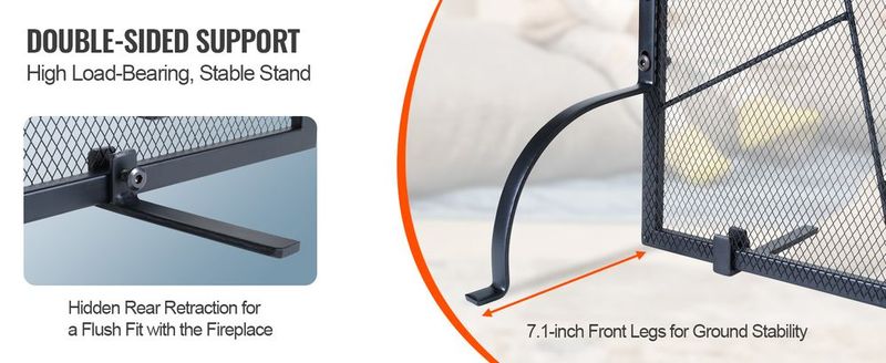 VEVOR Fireplace Screen Single Panel, Sturdy Iron Mesh Fireplace Screen, 35.6"(L) X28.4"(H) Spark Guard Cover, Simple Installation, Free Standing Fire Fence Grate For Living Room Home Decor Modern_voghion.com