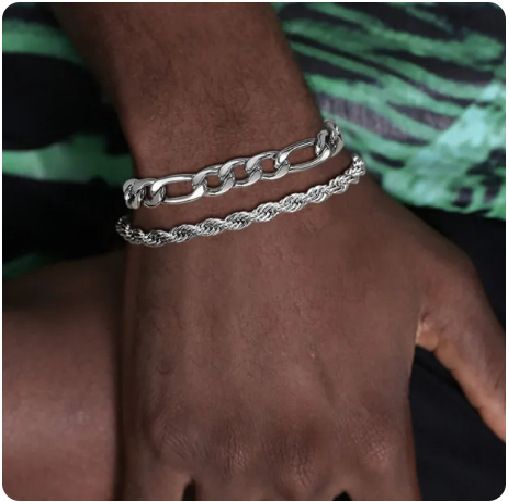 Bransoleta ze stali tytanowej unisex, łańcuszek ze stali nierdzewnej, bransoletka dla par_voghion.com