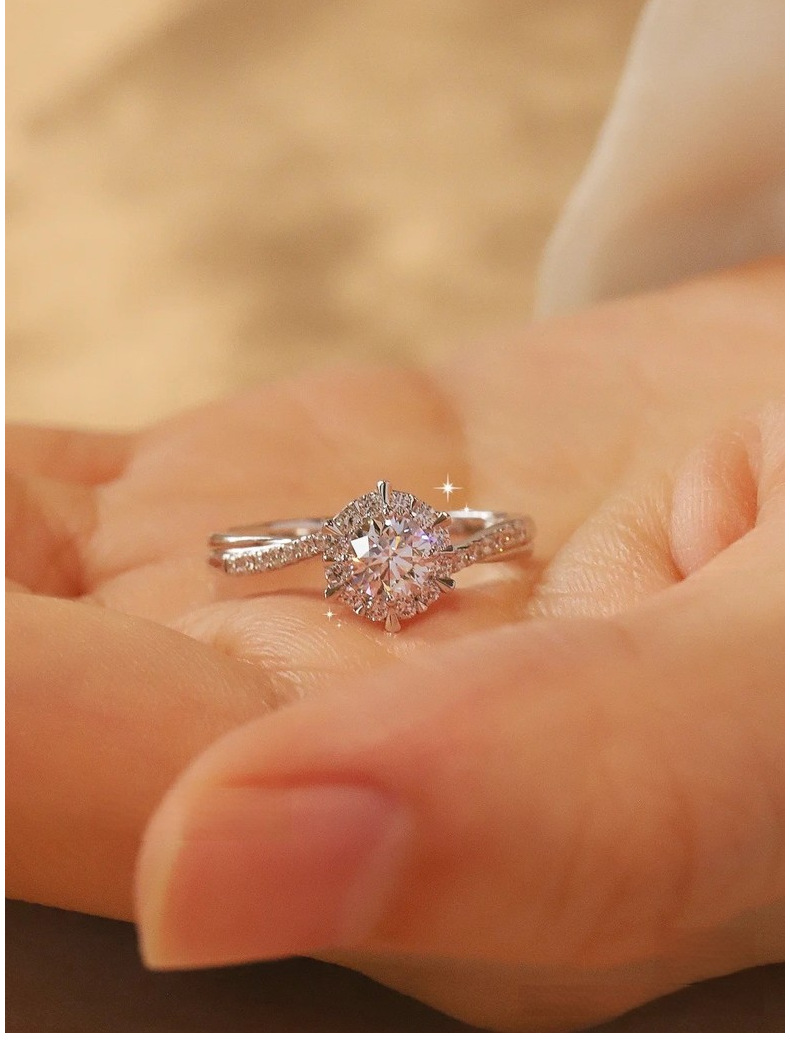 Moissanite diamantring en karat live twist arm ring for kvinner_voghion.com