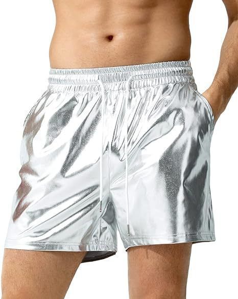 Pantaloncini da spiaggia casual da uomo Premium Products 2025 Silk Chart in pelle brillante tricolore_voghion.com