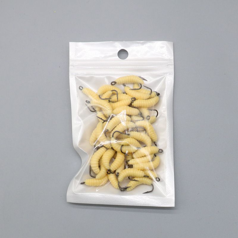 Lure With Hook Bread Worm 20mm 0.45g Bionic Hooked Maggot Soft Bait Set_voghion.com