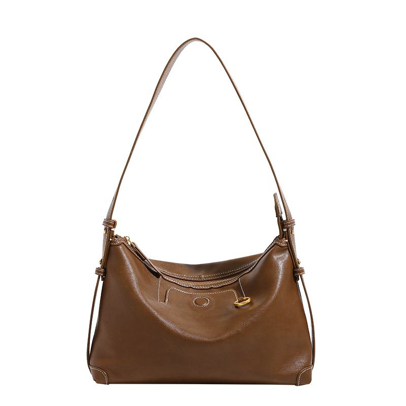 Trace Vegetable Tanned Leather Texture Hobo For Women Suede Underarm Commuter Dumpling Single Shoulder Crossbody Bag_voghion.com