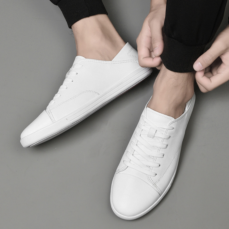Unbeatable Quality Men's Heel Can Be Stepped On With Large 45 Breathable Board 46 Cowhide Casual Small Size 36 White Leather Shoes, 37_voghion.com
