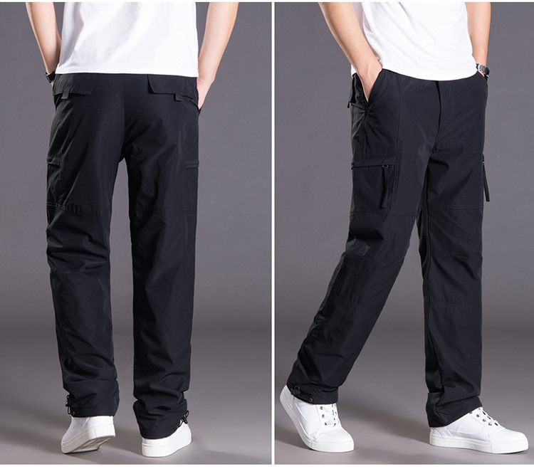 Winddichte und wasserdichte Outdoor-Samt-Softshell-Hose Gerade Winter-Freizeithose Multi-Bag-Tooling Herren_voghion.com
