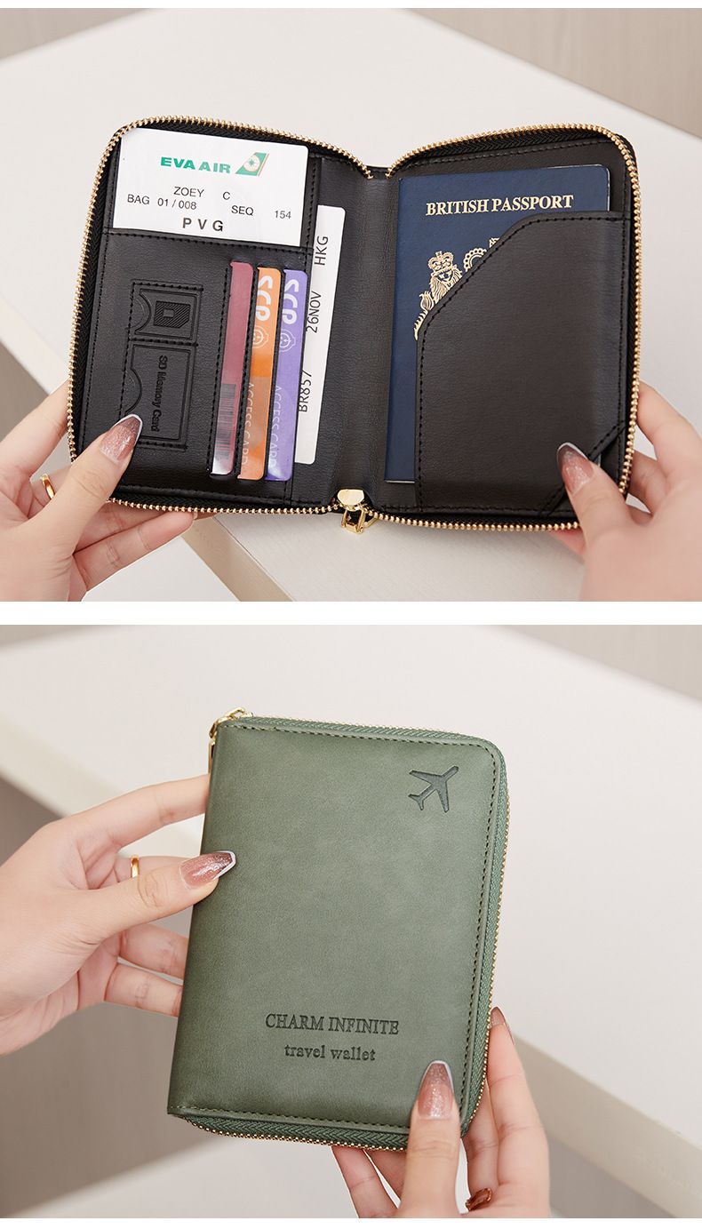 Portapassaporto da viaggio sottile con blocco RFID: organizer per documenti sicuro e impermeabile con chiusura a cerniera per carte, documenti d'identità e oggetti essenziali_voghion.com