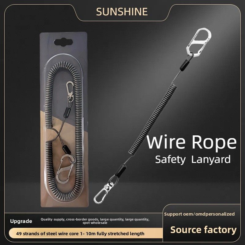 49 Strands Wire 1- 10m With S-Shaped Steel Telescopic Slip Rope Rod Fishing Box Hanging Buckle_voghion.com