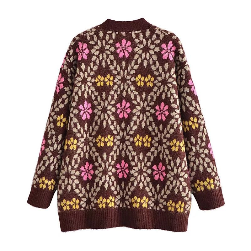 Abbigliamento donna 2024 autunno e inverno nuova moda di strada casual cardigan jacquard con scollo a V_voghion.com
