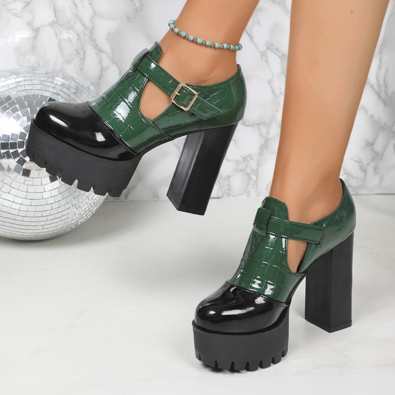 tacco spesso tacchi alti vernice scarpe singole bocca profonda donna nuove suola spessa suola morbida comode scarpe da lavoro testa rotonda scarpe piccole in pelle_voghion.com