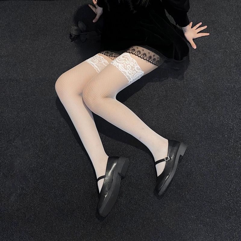 JK Lolita Netzstrümpfe Wadenlange Socken Overknee-Spitzen-Jacquard-Wadensocken_voghion.com