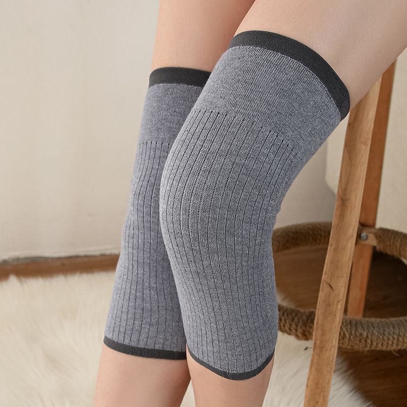 Ginocchiere calde estive da 30 cm, di media lunghezza, lavorate a maglia sottile ed elastiche, per ambienti climatizzati, per uomini e donne di mezza età_voghion.com