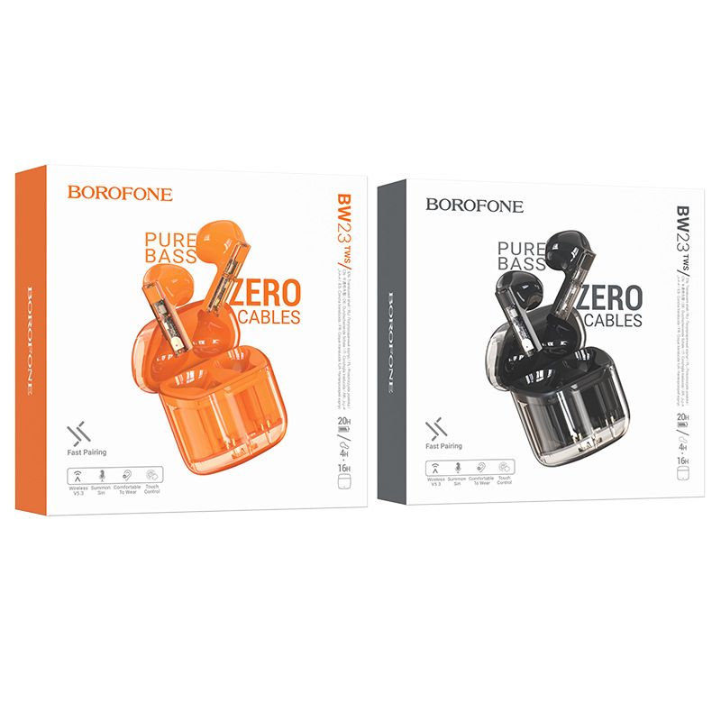 Music Festival BW23 New Transparent Bluetooth Small Crystal Color TWS Sports Running Music Earphones_voghion.com