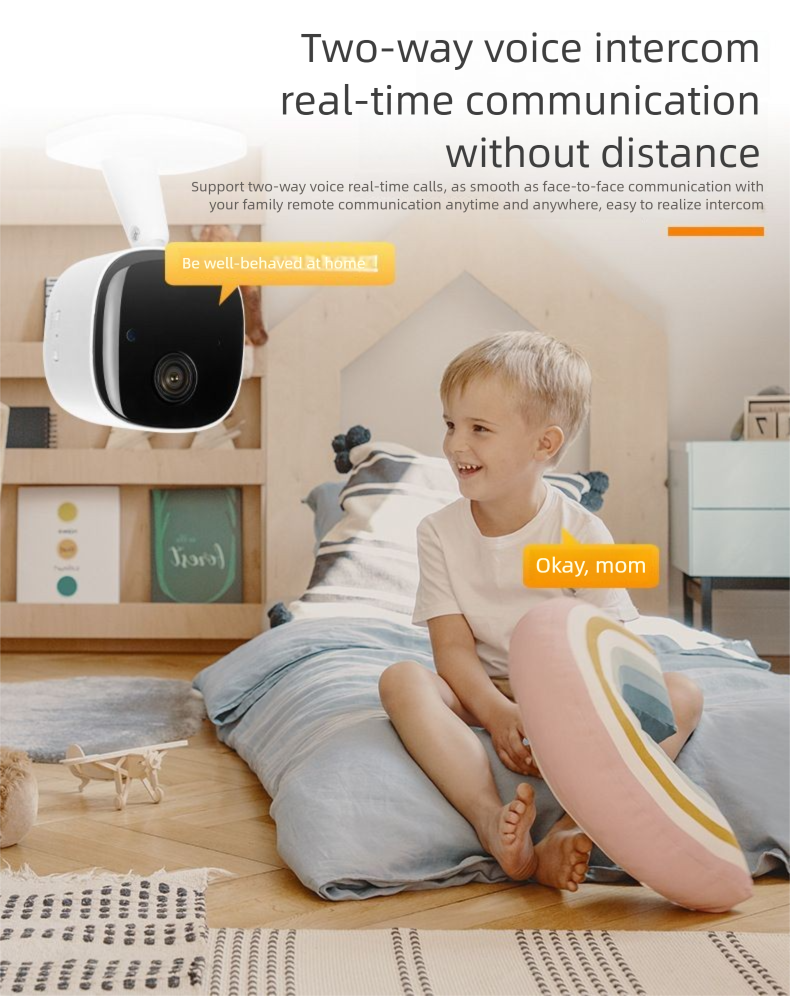 WiFi Monitor Wireless Home Use Mobile Remote Plug-in Indoor HD Smart Camera No Drilling Required_voghion.com