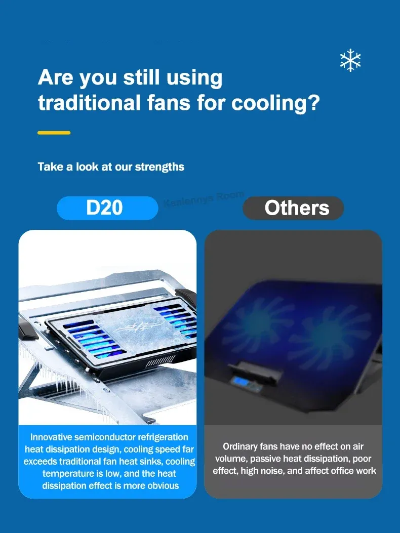 100% Authentic Product LZ-D20 Notebook Cooling Pad Aluminum Alloy Bracket Semiconductor Refrigeration Multi Angle Adjustable Laptop/Tablet_voghion.com