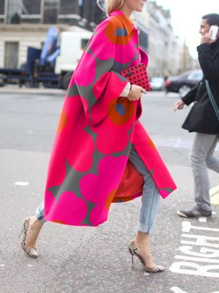 Trench ampio da donna con stampa a maniche lunghe svasate_voghion.com