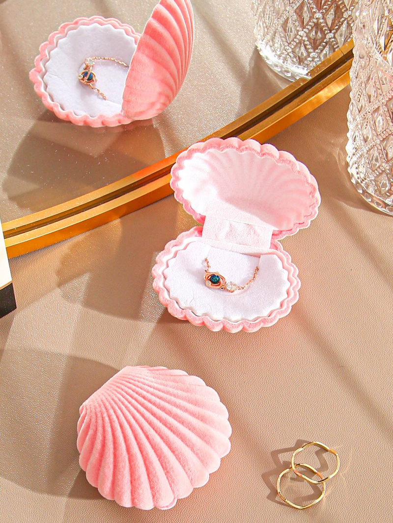 1 ST Nieuwe Fluwelen Leuke Shell Sieraden Doos Oorbellen Ring Ketting Opslag Sieraden Sieraden Verpakking_voghion.com