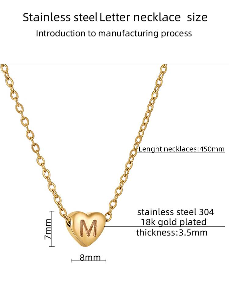 Collier en forme de cœur avec initiale en or plaqué or, chaîne de clavicule, délicate lettre personnalisée d'amour, collier ras du cou de A à Z, cadeaux pour femmes et filles, bijoux_voghion.com