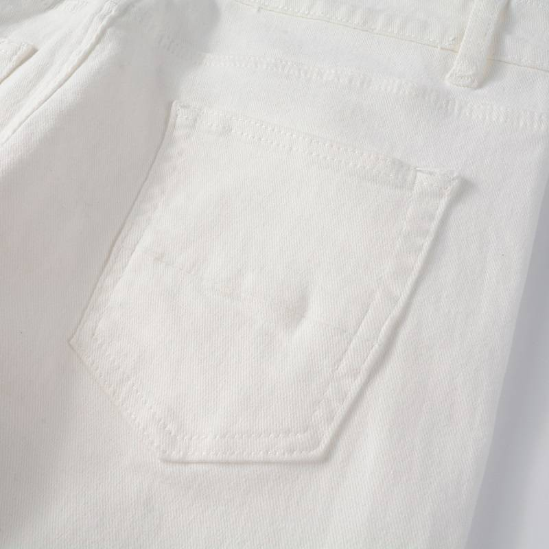 Männlichen jogger workout mode patchwork zerrissene schlanke hosen denim knie loch zerrissene männer weiße jeans für männer_voghion.com