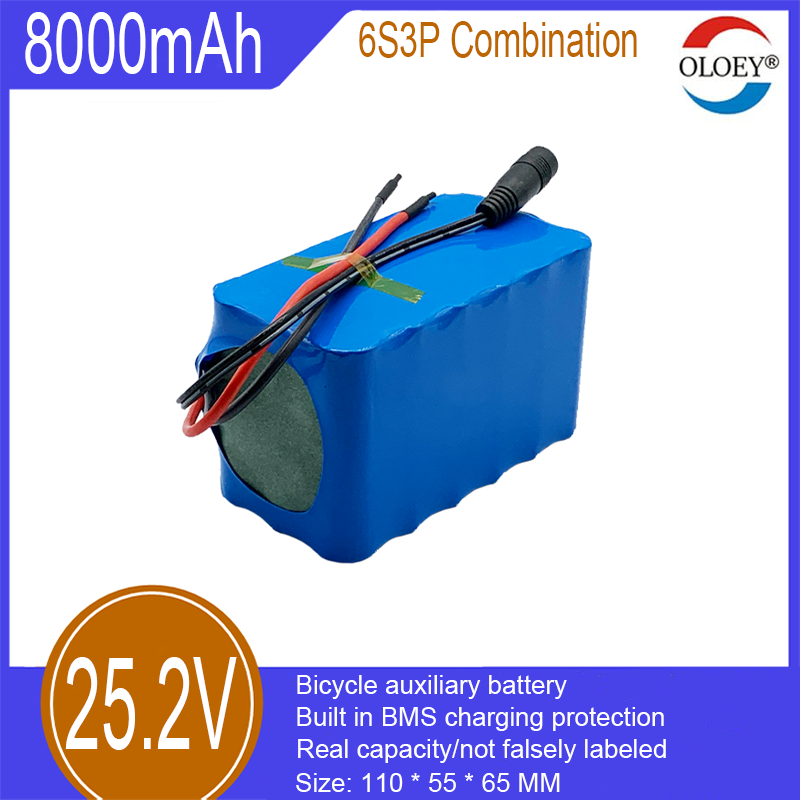 25,2-V-Lithium-Ionen-Akkupack, 6S3P-Kombination, 8000 mAh, integrierter BMS-Ladeschutz, verwendet in Elektrofahrrädern, Drehmomentfahrrädern und anderen Bereichen_voghion.com