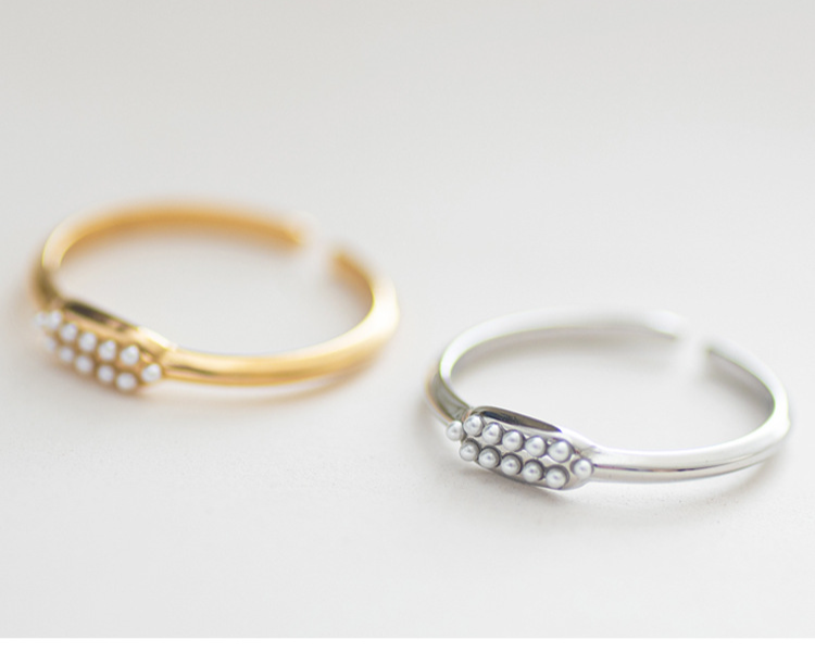 Schlichter offener Perlenring für Damen, exquisiter süßer Handschmuck, französischer Edelstahlring_voghion.com