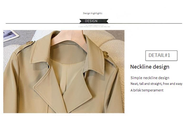 Women's Clothing Suit Collar Trench Coat Waist Hugging Versatile Slimming Petite Khaki Trench_voghion.com