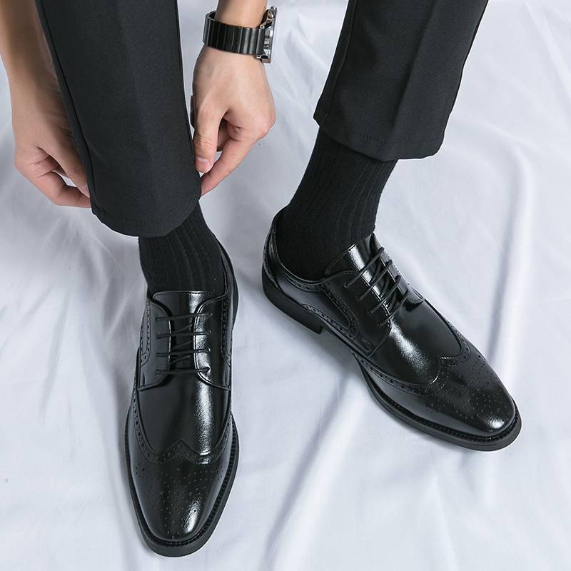 Mens Dress Shoes Formal Business Oxford Lace-up Comfortable Pointed Shoes For Men_voghion.com