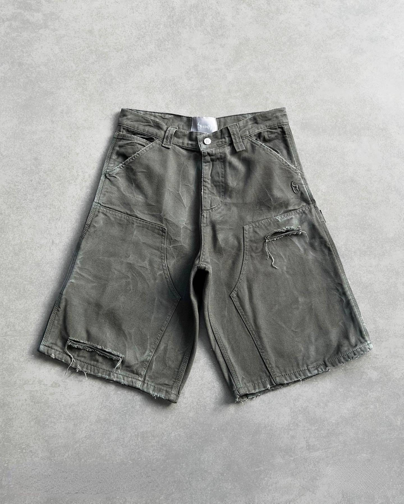Damenbekleidung Trendy Washed Distressed Denim Shorts High Street Design Zerrissene, lockere, vielseitige Shorts_voghion.com