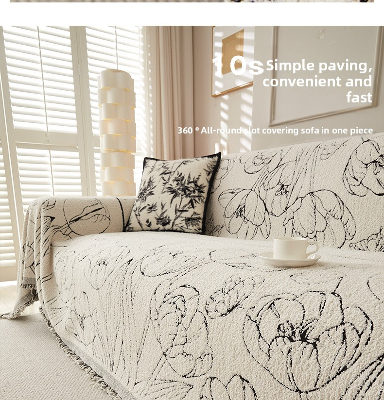 Sofa-Überwurfdecke – geometrisches Muster (rutschfest, weich, flauschig, Sherpa, modern, minimalistisch, universelle Passform für Sofagarnitur/Couch, maschinenwaschbar, Beige/Grau)_voghion.com