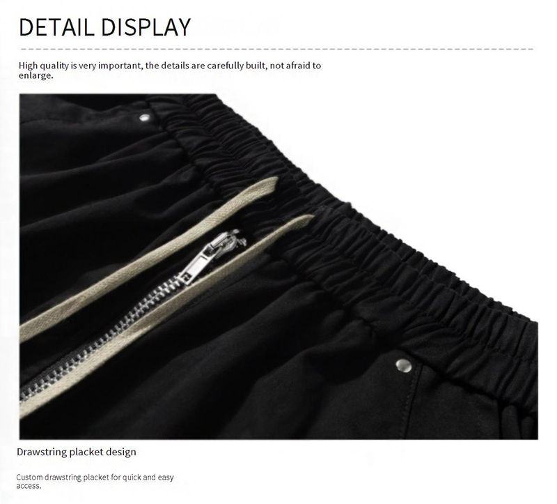 Dark RO-Style Cargo Shorts For Men – Drawstring Waist, Multi-Pocket Tactical Pants (Streetwear, Loose Fit, M-3XL, Gothic Utility Aesthetic)_voghion.com