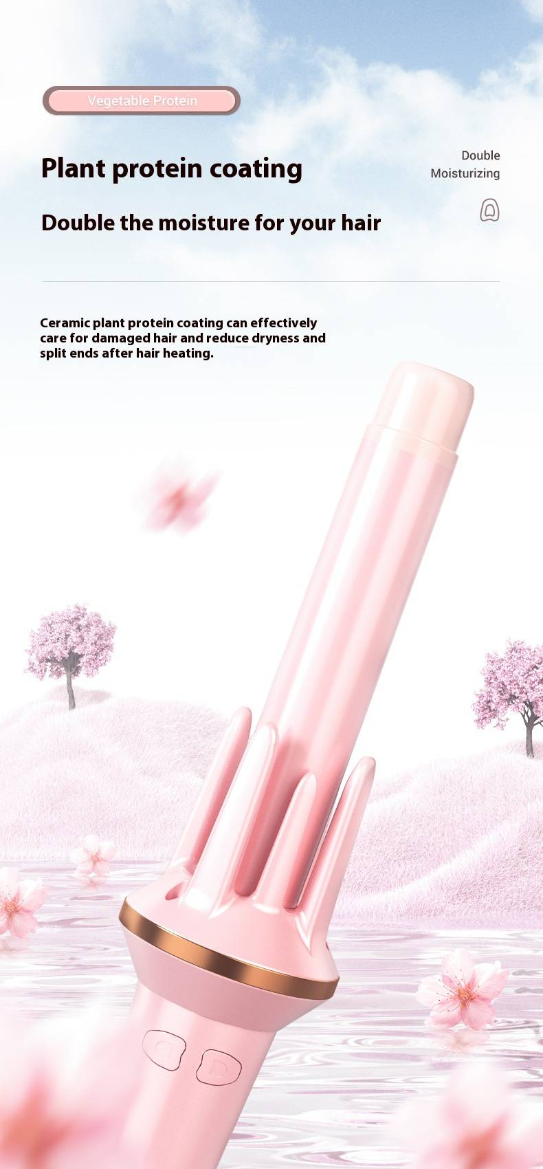 28mm Ceramic Tourmaline Curling Wand – 3-Temperature Auto-Rotating Hair Styler For Quick Salon Waves (Patent-Protected Design)_voghion.com