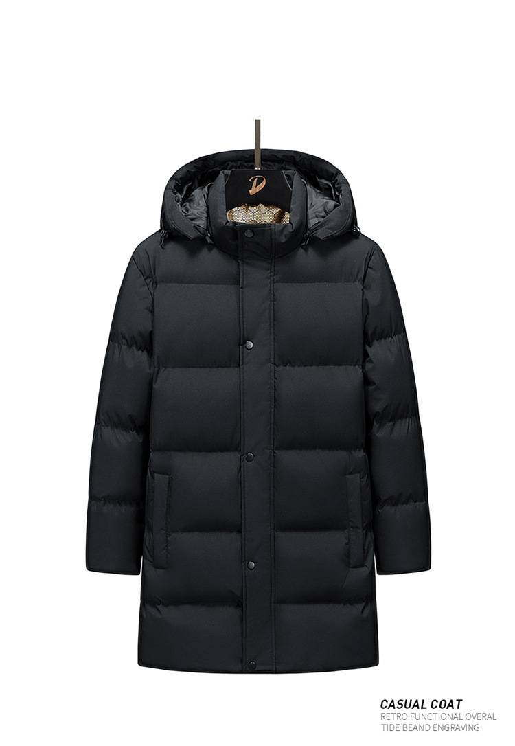 Piumino lungo invernale da uomo con cappuccio e fodera in grafene, vestibilità comoda, taglie forti, caldo cappotto trapuntato per abbigliamento casual, nero/verde militare/rosso_voghion.com