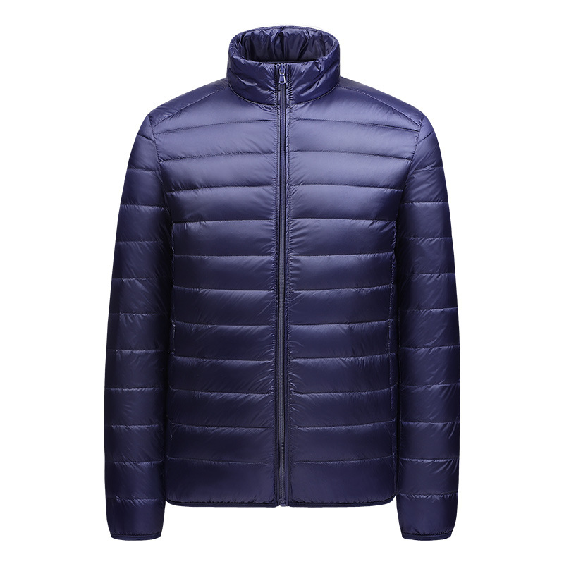 Ultraleichte nahtlose Daunenjacke für Herren – Füllung aus 90 % weißen Entenfedern mit Stehkragen, winddichte Nylonhülle (Schwarz/Grau/Burgunderrot/Marineblau/Orange)_voghion.com