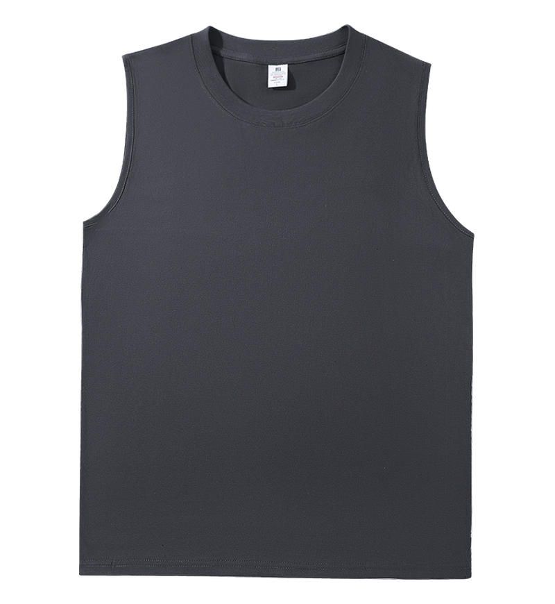 Pure Cotton, Solid Color Sleeveless Crew Neck T-shirt, Unisex Top_voghion.com