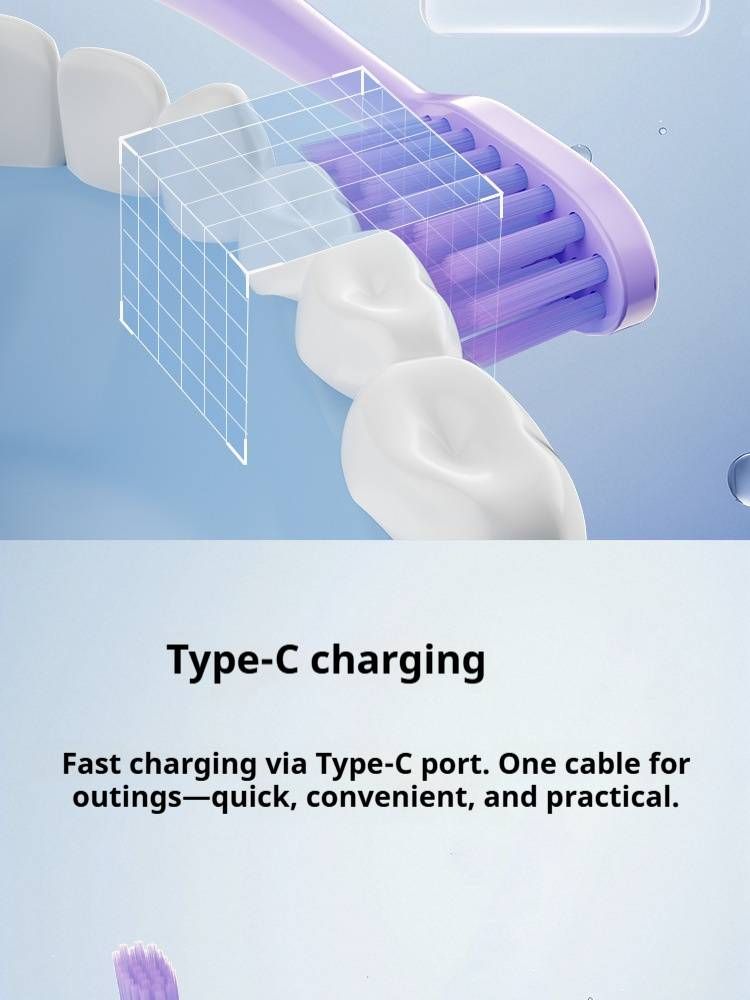 Cepillo de dientes sónico magnético de 3 velocidades: portátil, ultrasilencioso (36 dB), batería de 30 días, resistencia al agua IPX7 y autolimpiante (kit de viaje morado/blanco/rosa)_voghion.com