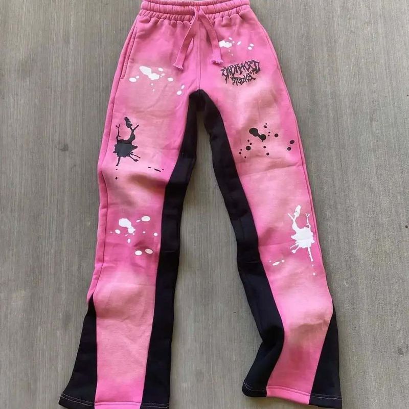 Herrenbekleidung Urban Graffiti Print Jogger Pants - Streetwear Unisex Casual Sweatpants mit asymmetrischem Design, Loose Fit für Männer & Frauen (Schwarz/Blau)_voghion.com