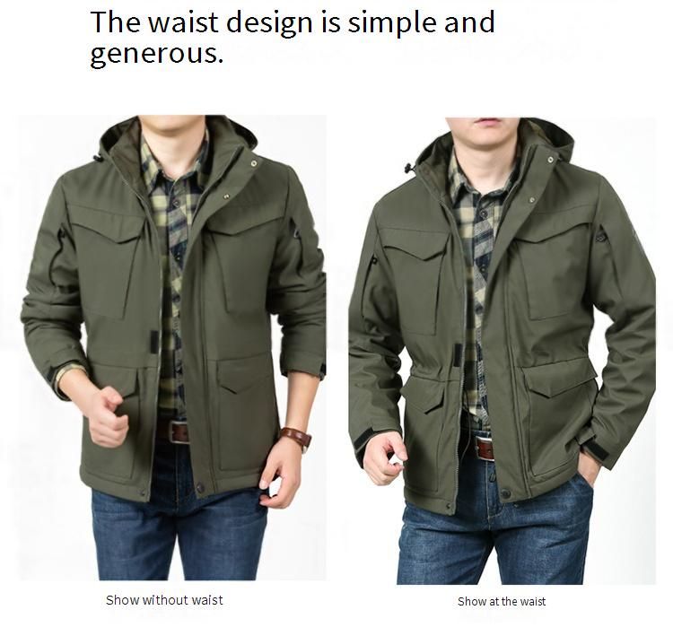 Winterjacke für Herren mit Fleecefutter und Kapuze – Wasserabweisender Mantel mit vielen Taschen und abnehmbarer Kapuze (M-4XL, Oversized-Passform, Outdoor-Arbeitsbekleidung)_voghion.com