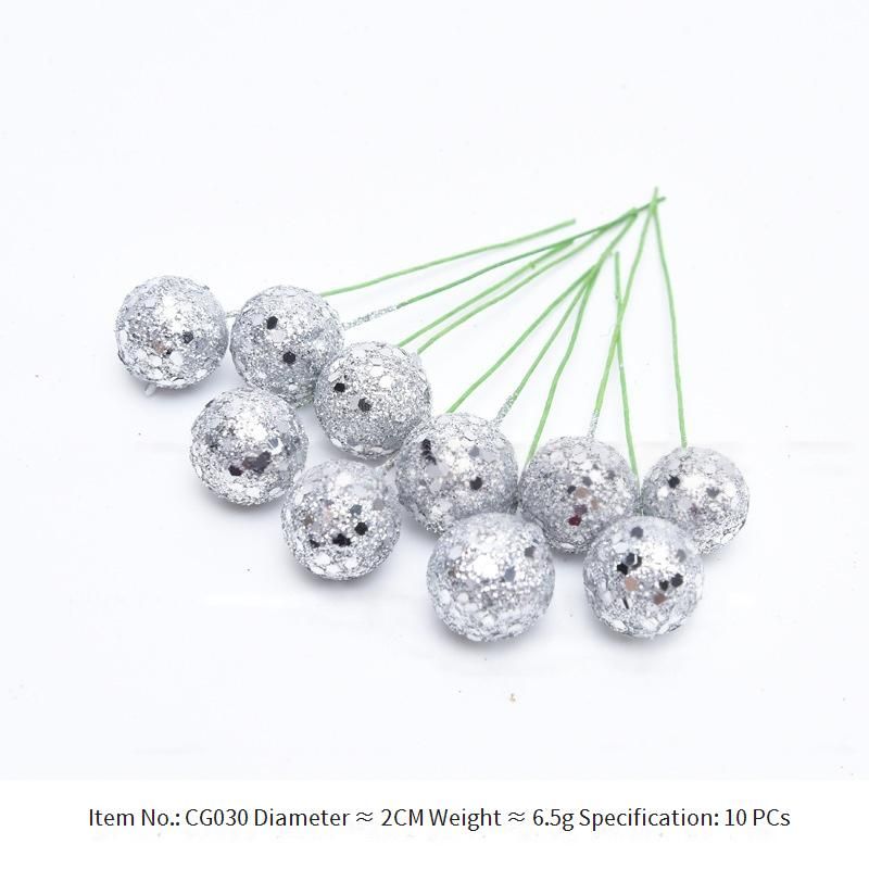 Glitter Christmas Berries – Foam DIY Decorative Ornaments For Holiday Trees, Crafts, And Photography Props (1.5cm/2cm/2.5cm, Gold/Red/Silver/White)_voghion.com