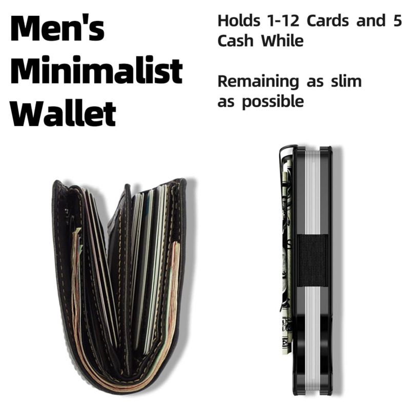 Portafoglio da uomo con porta carte in lega di alluminio, antifurto RFID, porta carte, etichetta aerea in metallo, ultra sottile. Portafoglio da uomo_voghion.com