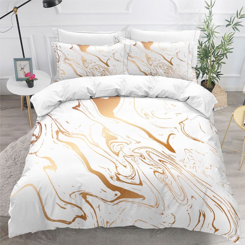 Hoogwaardige beddengoedsets, 3-delige set, moderne en minimalistische digitale print met marmerpatroon, 4-delige set_voghion.com