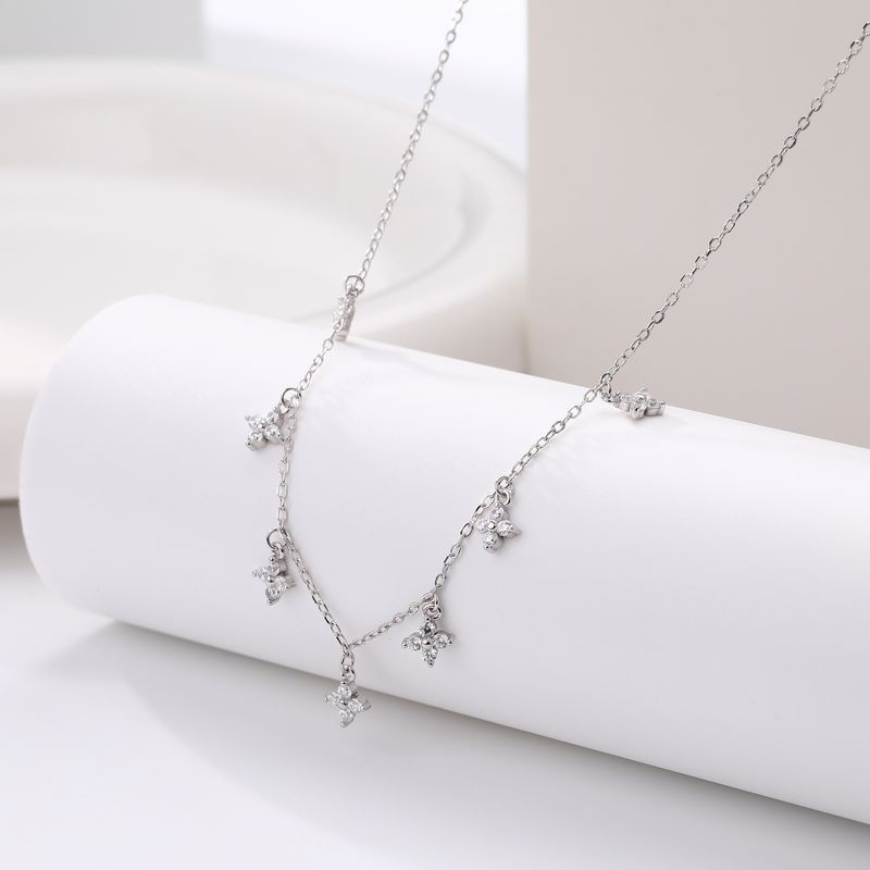 S tīra sudraba moderna jauna produkta franču cirkona komplekta atslēgas kaula ķēdītes kaklarota ar daudzpusīgu stila rotājumu_voghion.com